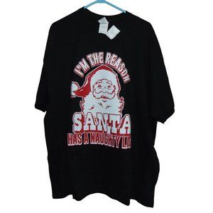 Christmas T Shirt Black Naughty Santa